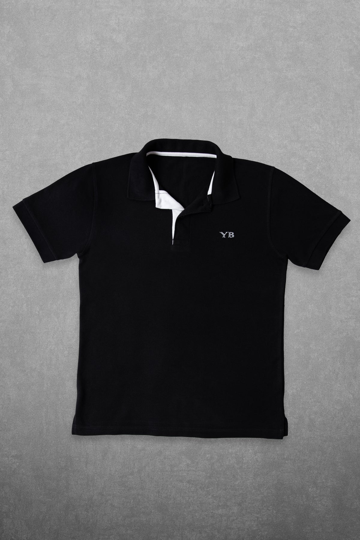 Y&B BLACK COTTON PIQUE POLO SHIRT