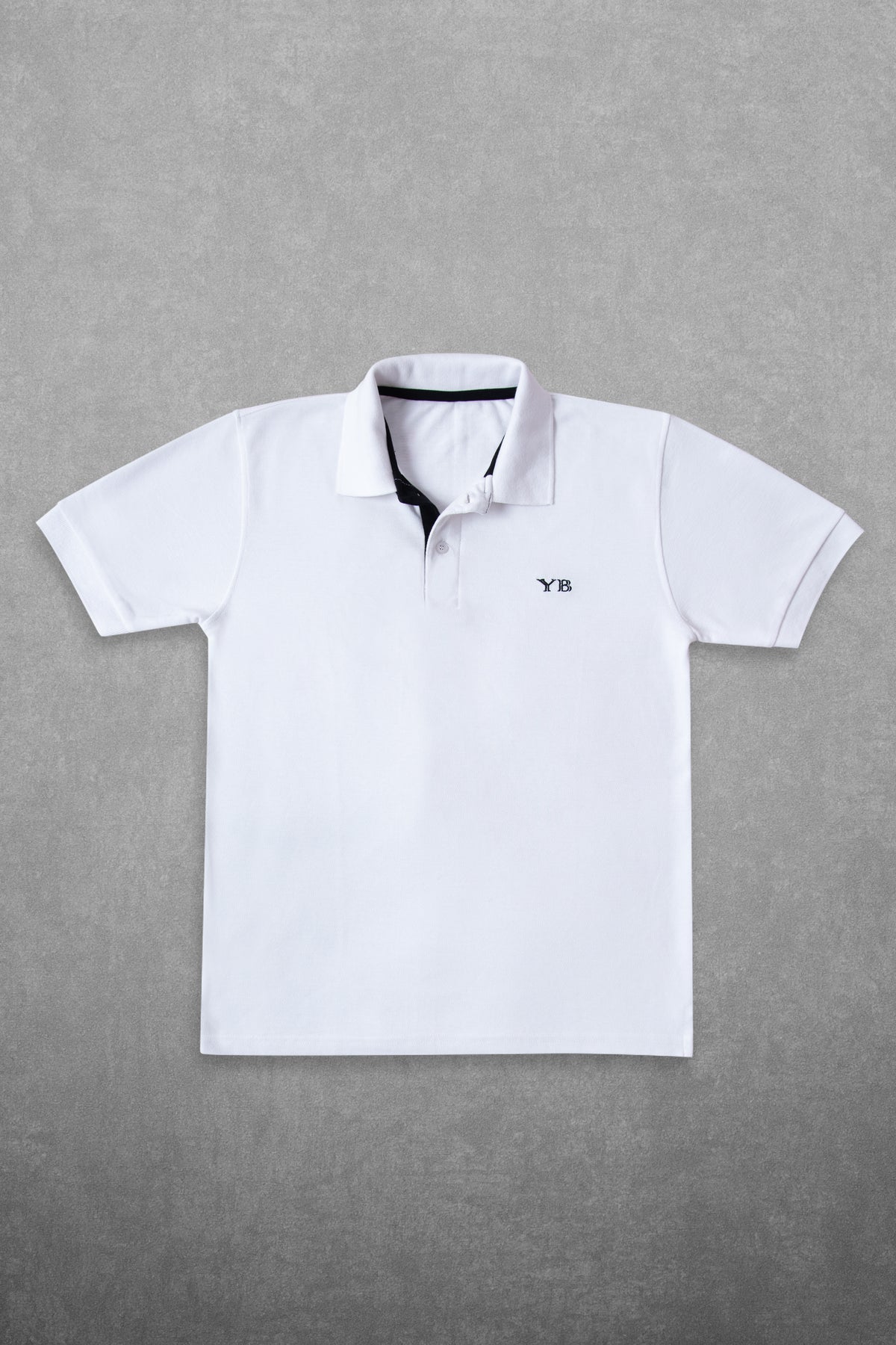 Y&B WHITE COTTON PIQUE POLO SHIRT